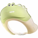 Casca de Dus, Flippy, Previne Scurgerea Apei si Samponului pe Fata, 0-12 Ani, Ajustabila, din TPE+PP, 20 x 23 cm, Model Crocodil, Verde