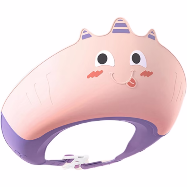 Casca de Dus, Flippy, Previne Scurgerea Apei si Samponului pe Fata, 0-12 Ani, Ajustabila, din TPE+PP, 20 x 23 cm, Model Unicorn, Roz/Mov - imagine 1