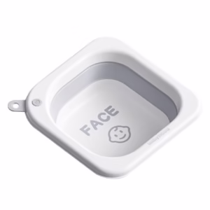 Lavoar Pliabil, Flippy, pentru Copii 1-8 Ani, 28.5x28.5x10 cm, din PE+PP, 3.5l, Model Fata, Gri
