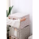 Cutie Depozitare, Flippy, 66L, din Material Textil, 50 x 40 x 33 cm, pentru Haine si Lenjerii, Model Fluturasi, Roz - imagine 2