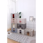 Cutie Depozitare, Flippy, 66L, din Material Textil, 50 x 40 x 33 cm, pentru Haine si Lenjerii, Model Fluturasi, Roz - imagine 3