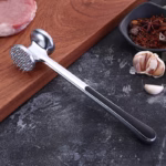 Ciocan pentru snitele si carne Flippy, din aliaj de zinc, maner antialunecare, doua capete, 22 cm, argintiu - imagine 9