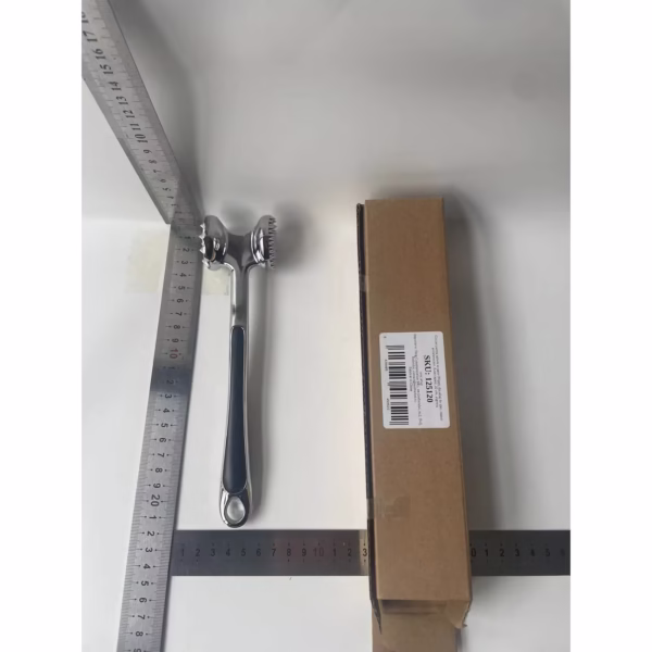 Ciocan pentru snitele si carne Flippy, din aliaj de zinc, maner antialunecare, doua capete, 22 cm, argintiu - imagine 10