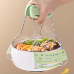 Clema pentru Boluri Creativa, Flippy, Anti-Alunecare, din Silicon, de Uz Casnic, Rezistent la Temperaturi Inalte, Model Animat, 19x12 cm, Verde - imagine 4