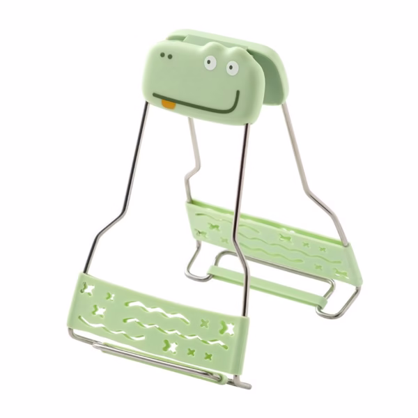 Clema pentru Boluri Creativa, Flippy, Anti-Alunecare, din Silicon, de Uz Casnic, Rezistent la Temperaturi Inalte, Model Animat, 19x12 cm, Verde - imagine 1