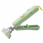 Clema pentru Boluri, Flippy, Anti-Alunecare, din Silicon, de Uz Casnic, Rezistent la Temperaturi Inalte, Model Animat, Maner si Cleste Inox, 12.5x3.6 cm, Verde