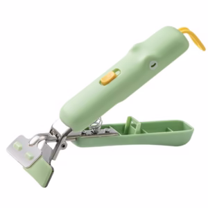 Clema pentru Boluri, Flippy, Anti-Alunecare, din Silicon, de Uz Casnic, Rezistent la Temperaturi Inalte, Model Animat, Maner si Cleste Inox, 12.5x3.6 cm, Verde