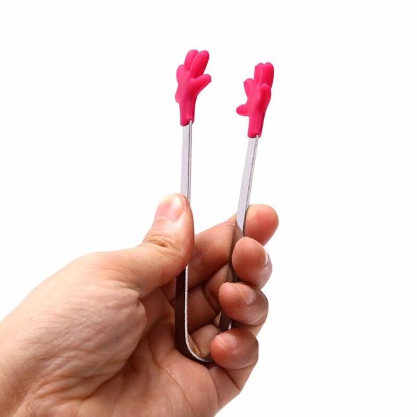 Cleste Creativ pentru Mancare, Flippy, Model Manute din Silicon, 14.5x3 cm, Rezistent la Temperaturi Inalte si Coroziune, Rosu - imagine 7