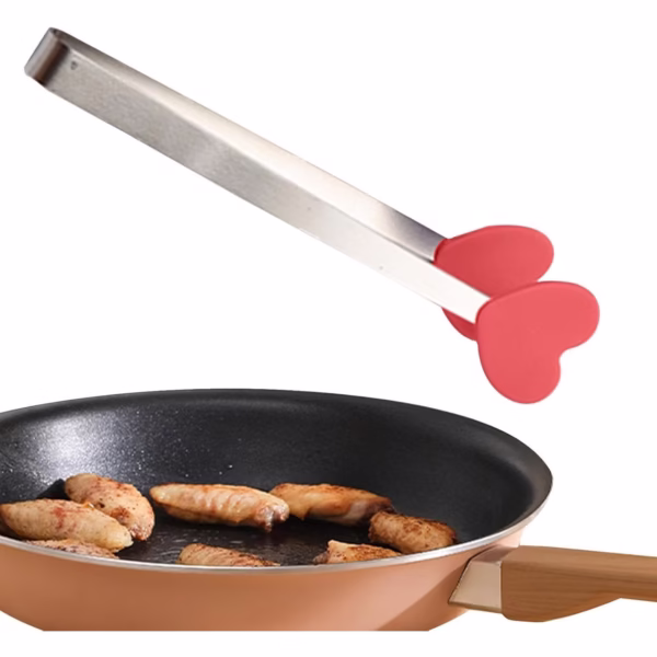 Cleste Creativ pentru Mancare, Flippy, Model Inimioare din Silicon, 14.5x3 cm, Rezistent la Temperaturi Inalte si Coroziune, Rosu - imagine 4