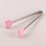 Cleste Creativ pentru Mancare, Flippy, Model Inimioare din Silicon, 14.5x3 cm, Rezistent la Temperaturi Inalte si Coroziune, Roz - imagine 6