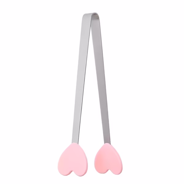 Cleste Creativ pentru Mancare, Flippy, Model Inimioare din Silicon, 14.5x3 cm, Rezistent la Temperaturi Inalte si Coroziune, Roz - imagine 1