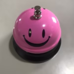 Clopotel Metalic Multifunctional, Flippy, Roz cu Imprimeu SMILEY FACE, 7.5 x 7.5 x 6.5 cm, Dresaj, Receptie, Restaurante, - imagine 3
