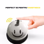 Clopotel Metalic Multifunctional, Flippy, Alb cu Imprimeu Smiley Face, 7.5x7.5x6.5 cm, Receptie, Restaurant, Cafenele - imagine 4