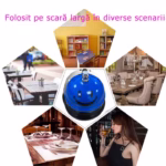 Clopotel Metalic Multifunctional, Flippy, Albastru cu Imprimeu Smiley Face, 7.5x7.5x6.5 cm, Receptie, Restaurant, Cafenele - imagine 5