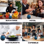 Clopotel Metalic Multifunctional, Flippy, Albastru Deschis cu Imprimeu Smiley Face, 7.5x7.5x6.5 cm, Receptie, Restaurant - imagine 2