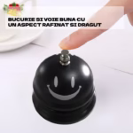 Clopotel Metalic Multifunctional, Flippy, Negru cu Imprimeu Smiley Face, 7.5x7.5x6.5 cm, Receptie, Restaurant, Cafenele - imagine 3