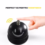 Clopotel Metalic Multifunctional, Flippy, Negru cu Imprimeu Smiley Face, 7.5x7.5x6.5 cm, Receptie, Restaurant, Cafenele - imagine 4