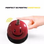 Clopotel Metalic Multifunctional, Flippy, Rosu cu Imprimeu Smiley Face, 7.5x7.5x6.5 cm, Receptie, Restaurant, Cafenele - imagine 4
