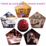 Clopotel Metalic Multifunctional, Flippy, Rosu cu Imprimeu Smiley Face, 7.5x7.5x6.5 cm, Receptie, Restaurant, Cafenele - imagine 5