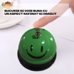 Clopotel Metalic Multifunctional, Flippy, Verde cu Imprimeu Smiley Face, 7.5x7.5x6.5 cm, Receptie, Restaurant, Cafenele - imagine 3