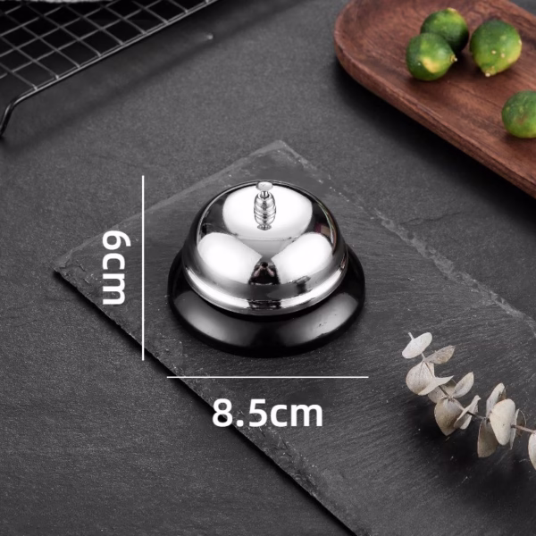 Clopotel sonerie metalica Flippy, pentru receptie hoteluri, baruri, restaurante, material metal si plastic, 6 x 8.5 cm, argintiu - imagine 2