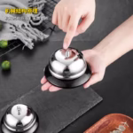 Clopotel sonerie metalica Flippy, pentru receptie hoteluri, baruri, restaurante, material metal si plastic, 6 x 10 cm, argintiu - imagine 5