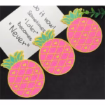 Suport pentru Pahar, Flippy, Model Ananas, din PVC, 12 x 9 cm, Rezistent la Caldura, Roz - imagine 2