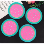Suport pentru Pahar, Flippy, Model Pepene, din PVC, 10 cm, Rezistent la Caldura, Verde/Roz - imagine 2