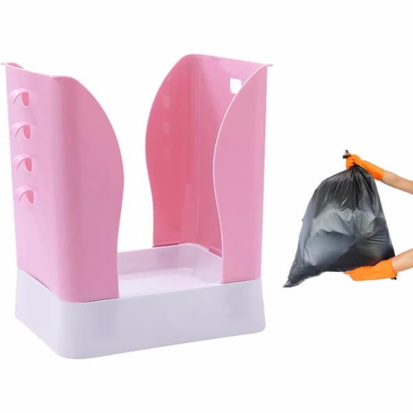 Cos de Gunoi Extensibil, Flippy, din Plastic, Reglabil, Pliabil, Versatil, pentru Bucatarie, Baie sau Birou, Cos Universal, 21x25x17 cm, Roz Alb - imagine 1