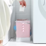Cos de Gunoi Extensibil, Flippy, din Plastic, Reglabil, Pliabil, Versatil, pentru Bucatarie, Baie sau Birou, Cos Universal, 21x25x17 cm, Roz Alb - imagine 6