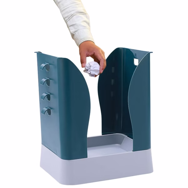 Cos de Gunoi Extensibil, Flippy, din Plastic, Reglabil, Pliabil, Versatil, pentru Bucatarie, Baie sau Birou, Cos Universal, 21x25x17 cm, Albastru Gri - imagine 3