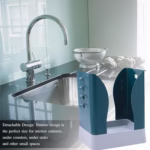 Cos de Gunoi Extensibil, Flippy, din Plastic, Reglabil, Pliabil, Versatil, pentru Bucatarie, Baie sau Birou, Cos Universal, 21x25x17 cm, Albastru Gri - imagine 5