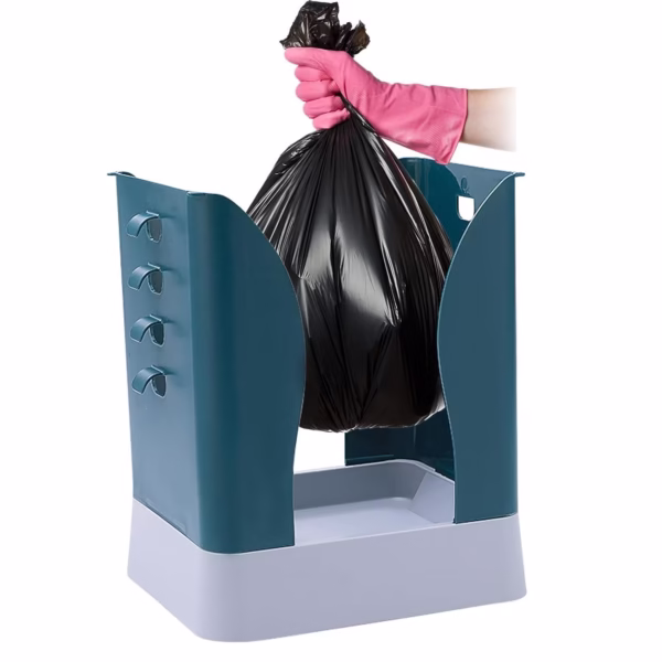 Cos de Gunoi Extensibil, Flippy, din Plastic, Reglabil, Pliabil, Versatil, pentru Bucatarie, Baie sau Birou, Cos Universal, 21x25x17 cm, Albastru Gri - imagine 7