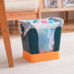 Cos de Gunoi Extensibil, Flippy, din Plastic, Reglabil, Pliabil, Versatil, pentru Bucatarie, Baie sau Birou, Cos Universal, 21x25x17 cm, Albastru Galben