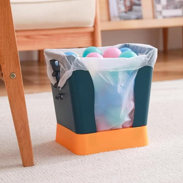 Cos de Gunoi Extensibil, Flippy, din Plastic, Reglabil, Pliabil, Versatil, pentru Bucatarie, Baie sau Birou, Cos Universal, 21x25x17 cm, Albastru Galben - imagine 1