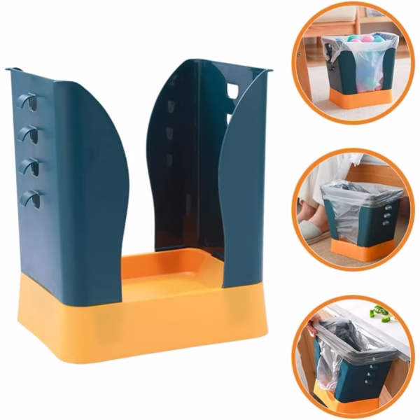 Cos de Gunoi Extensibil, Flippy, din Plastic, Reglabil, Pliabil, Versatil, pentru Bucatarie, Baie sau Birou, Cos Universal, 21x25x17 cm, Albastru Galben - imagine 6