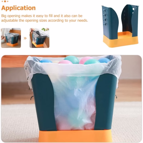 Cos de Gunoi Extensibil, Flippy, din Plastic, Reglabil, Pliabil, Versatil, pentru Bucatarie, Baie sau Birou, Cos Universal, 21x25x17 cm, Albastru Galben - imagine 7