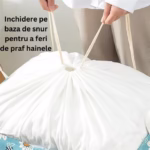 Cos depozitare, Flippy, Capac cu Snur, 175 L, Confectionat din Bumbac si un Strat Impermeabil, 50 x 50 x 70 cm, Albastru Deschis, Imprimeu Flori - imagine 8