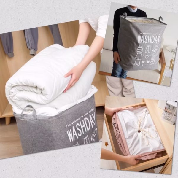 Cos de rufe, Flippy, 72 L, Textil, 30x40x60 cm, Albastru, Cu imprimeu - imagine 3