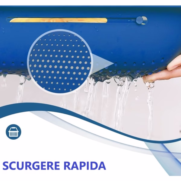 Cos pentru Scurgere Chiuveta de Bucatarie, Flippy, Plastic, Telescopic, 36x20x5 cm, Albastru - imagine 4