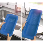 Cos pentru Scurgere Chiuveta de Bucatarie, Flippy, Plastic, Telescopic, 36x20x5 cm, Albastru - imagine 5