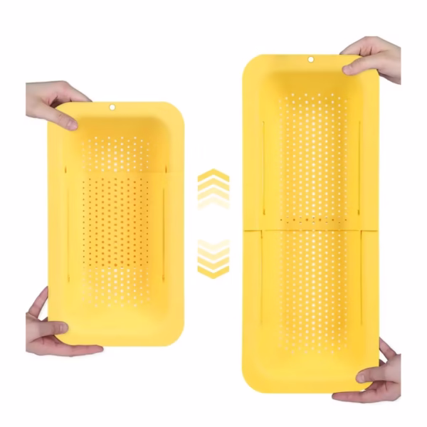 Cos pentru Scurgere Chiuveta de Bucatarie, Flippy, Plastic, Telescopic, 36x20x5 cm, Galben - imagine 3