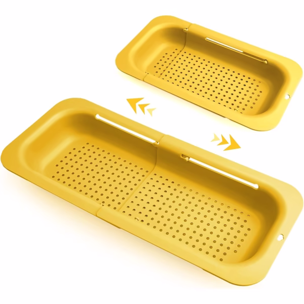 Cos pentru Scurgere Chiuveta de Bucatarie, Flippy, Plastic, Telescopic, 36x20x5 cm, Galben - imagine 6