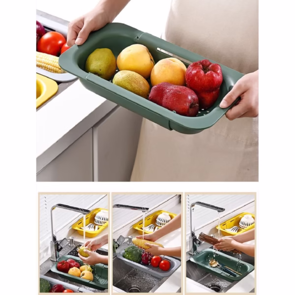 Cos pentru Scurgere Chiuveta de Bucatarie, Flippy, Plastic, Telescopic, 36x20x5 cm, Gri - imagine 3