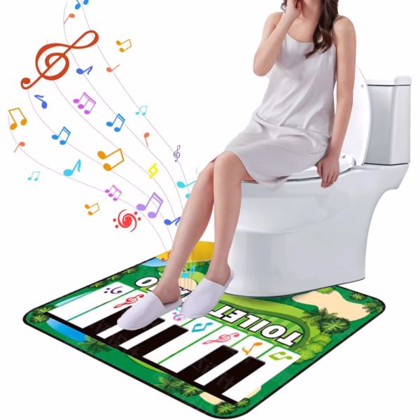 Covoras de Baie, Flippy, Model Pian Electric, Interactiv, 3 Moduri, +14 Ani, din Panza, cu Baterii, 60 x 48 cm, Verde - imagine 1