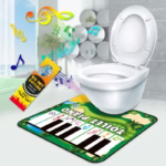 Covoras de Baie, Flippy, Model Pian Electric, Interactiv, 3 Moduri, +14 Ani, din Panza, cu Baterii, 60 x 48 cm, Verde - imagine 6