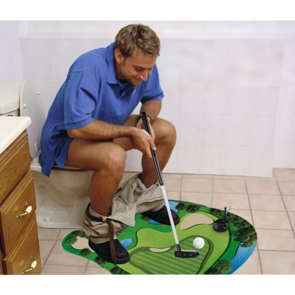 Covoras de Baie, Flippy, Model Teren de Golf, Interactiv, +14 Ani, din PVC, 80 x 69 cm, Verde - imagine 2