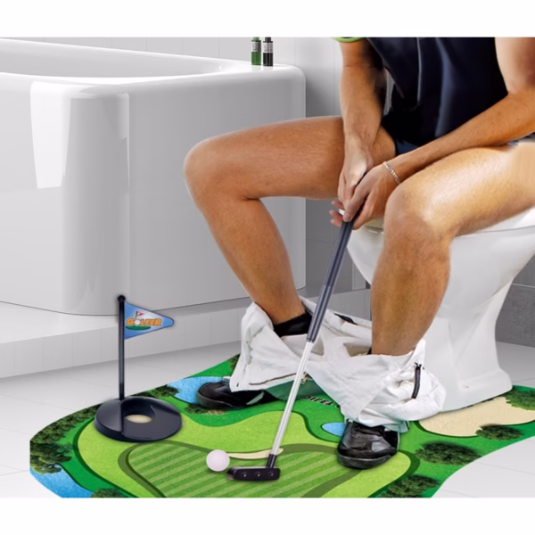 Covoras de Baie, Flippy, Model Teren de Golf, Interactiv, +14 Ani, din PVC, 80 x 69 cm, Verde - imagine 3