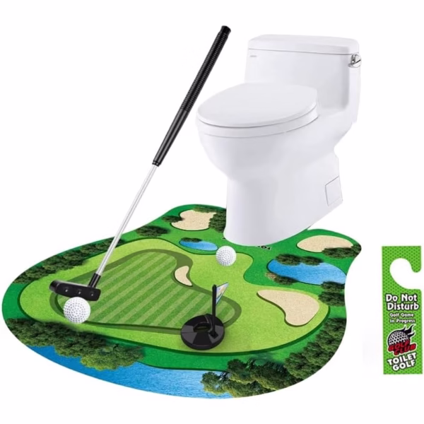 Covoras de Baie, Flippy, Model Teren de Golf, Interactiv, +14 Ani, din PVC, 80 x 69 cm, Verde - imagine 1