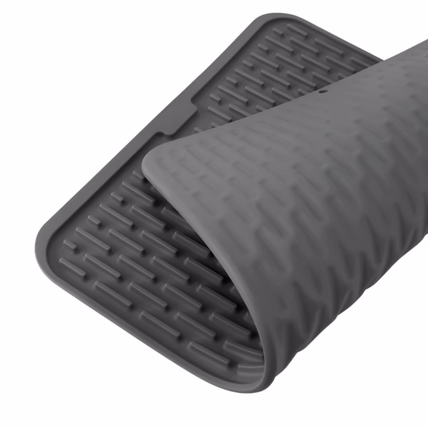 Covoras din Silicon pentru Scurgere Vase, Flippy, Uz Casnic, Rezistent la Temperaturi Ridicate, Izolator, 43x32.5 cm, Negru - imagine 8